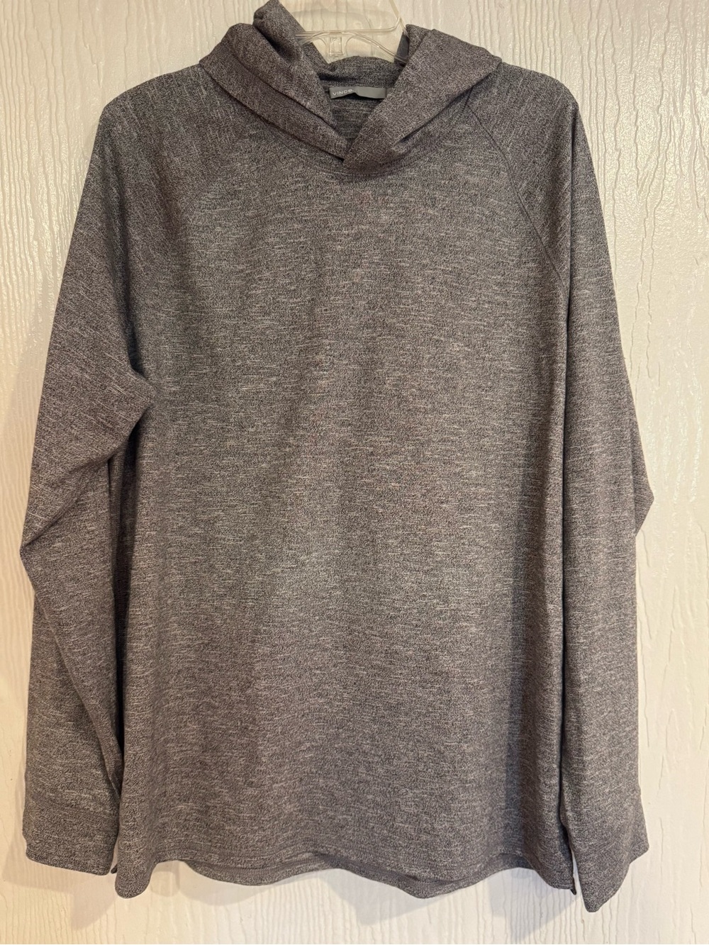 NWT Vince Women's Broken Twill Pullover Hoodie Light Heather Grey Size Large